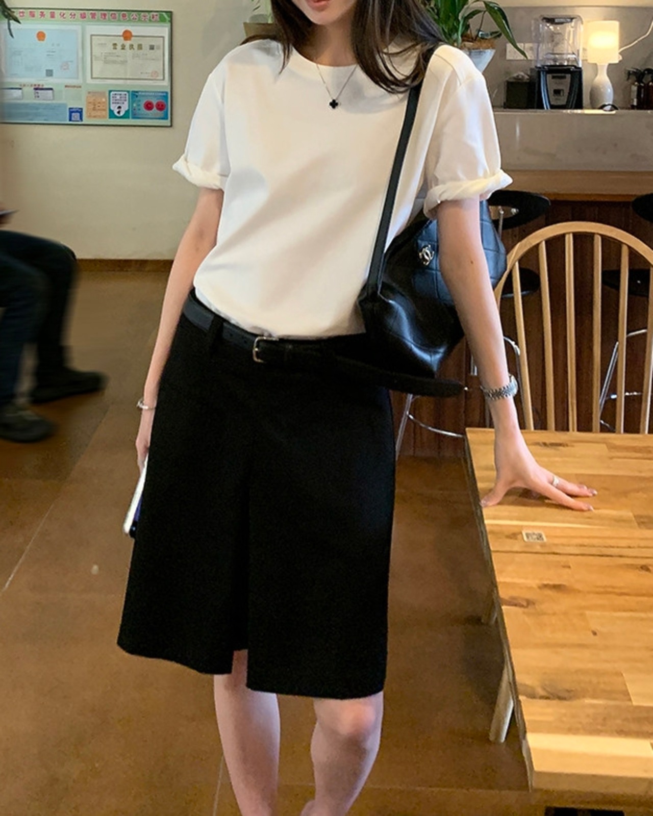 クルーネックロールアップスリーブ Tシャツ 3color A1076 - 5