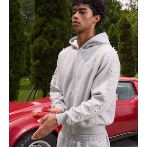 【DRIP6789】S45 Pearl-Line Sleeve Sweatshirt Zipper Jacket