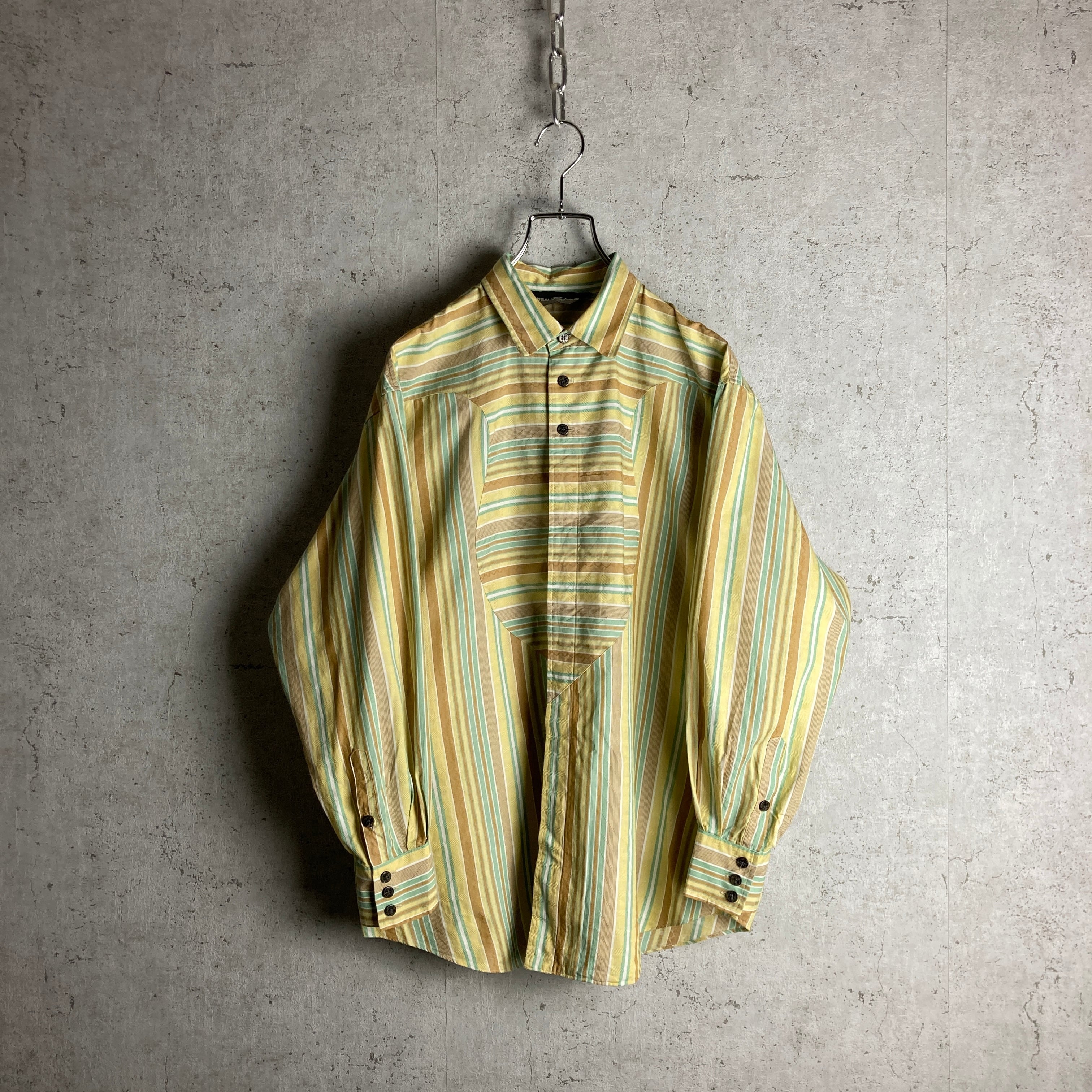 90s~ KANSAI YAMAMOTO 山本寛斎 switching stripe L/S shirts | hanome。