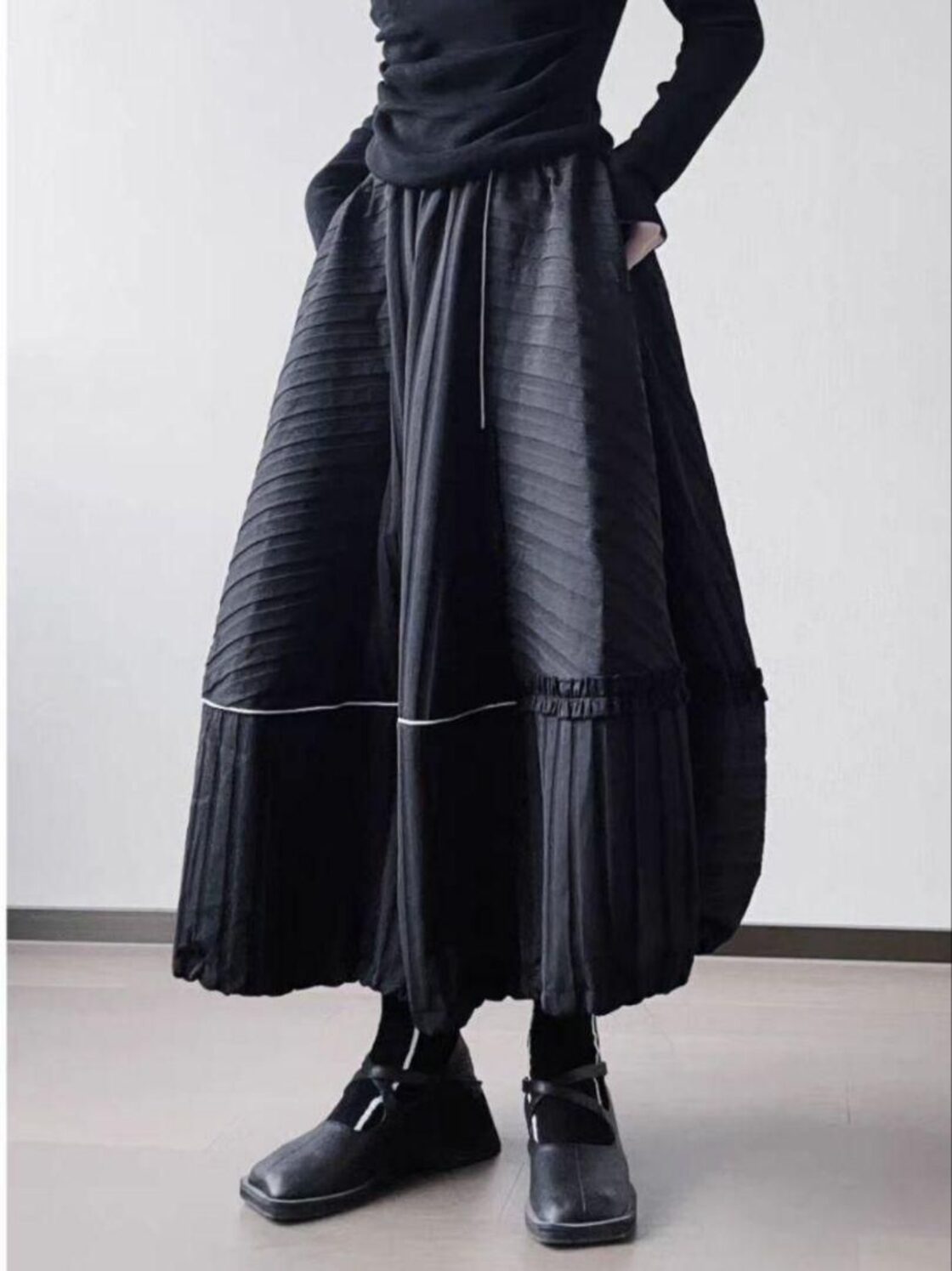 モード系 切り返し裾ゴムバルーンスカート リミフゥ フラボア メルロー  