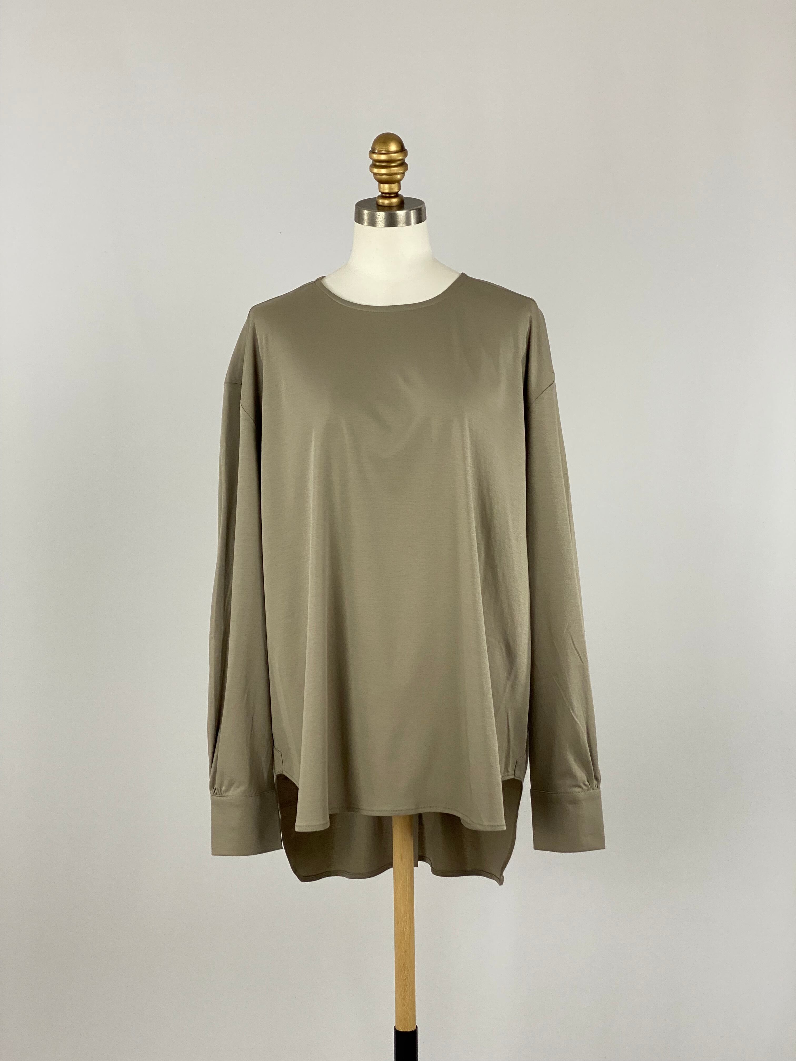 シルケットコットンシャツディティールロンT|ベージュ|Maglia Plus