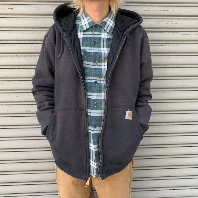 カーハート レインディフェンダー フルジップパーカー 鬼フェード ネイビー L