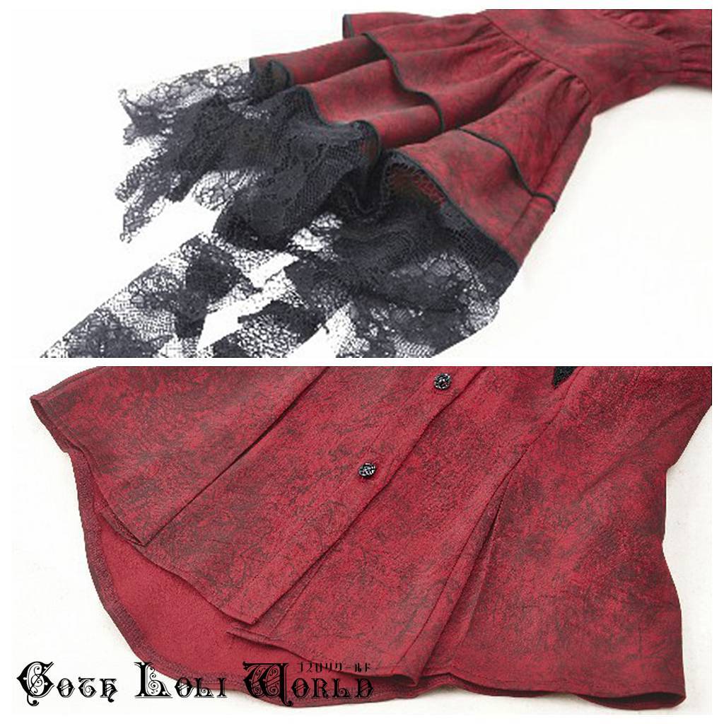 即納/送料無料】IW119 ワインレッド ラッフルジャボ ブラウス