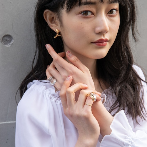 SET RING || 【通常商品】MITSUKI SHIINA / SILVER MINI ROUND SHAPED CLEAR RING SET || 3 RINS || SILVER || CRSR0409R