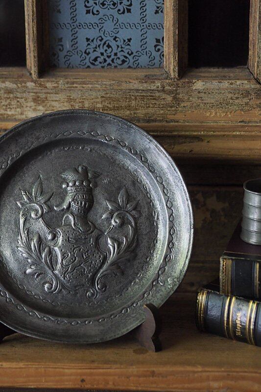 ピューター紋章プレート-antique decoration pewter plate