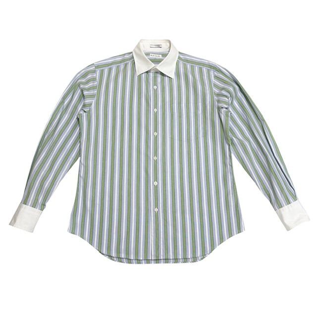 中古 ポールスミス PaulSmith 長袖 クレリック シャツ クリーニング済み ストライプ柄 メンズ Lサイズ