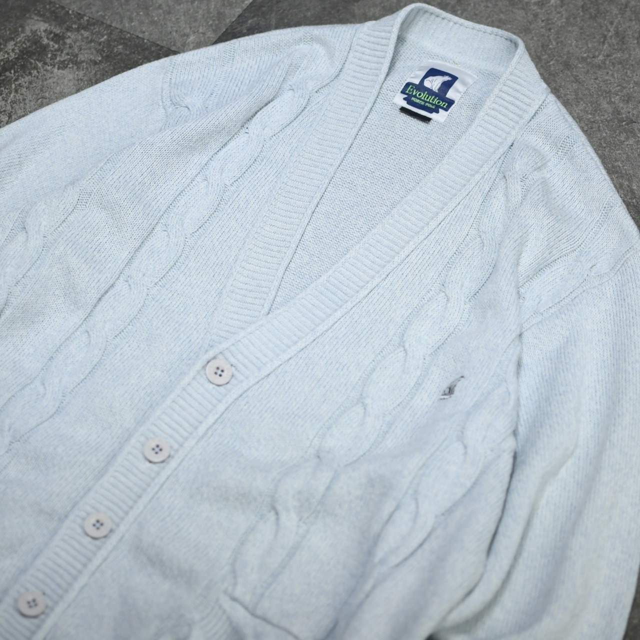 polar bear embroidery cotton cardigan ice gray