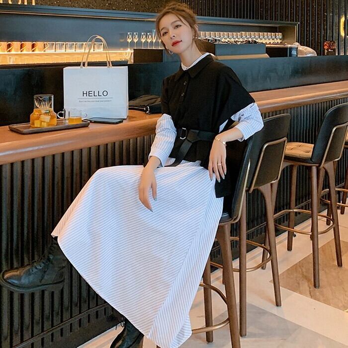 送料無料】 ワンピース×ニットベスト 2点セット セットアップ