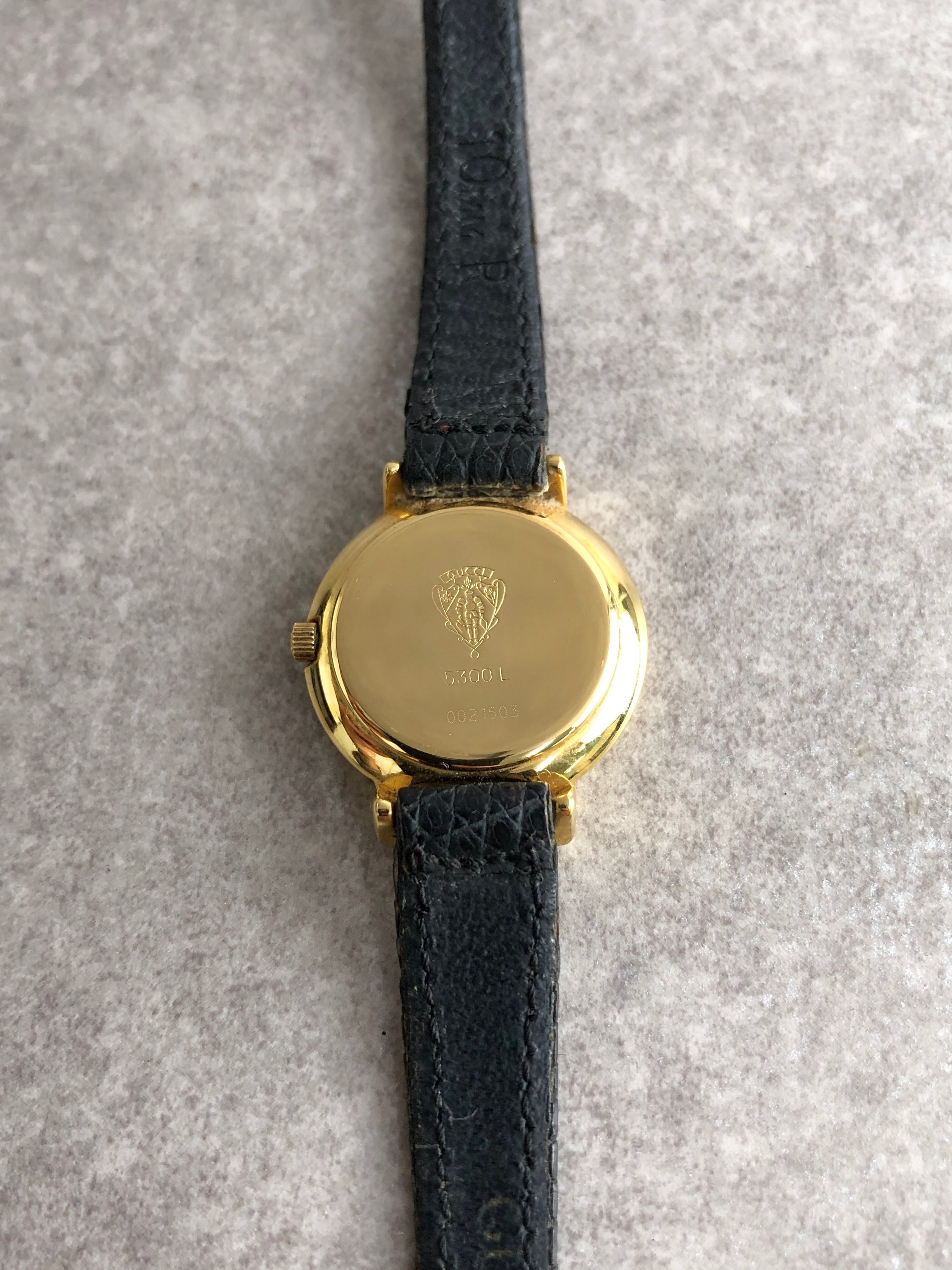 GUCCI 腕時計5300J ヴィンテージGUCCI GUCCI グッチ 腕時計 ゴールド ブラック レザー リザード型押し