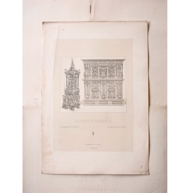 19世紀 40c 欧州泡沫の日々と室内装飾図版g 16世紀 フランス アンティーク