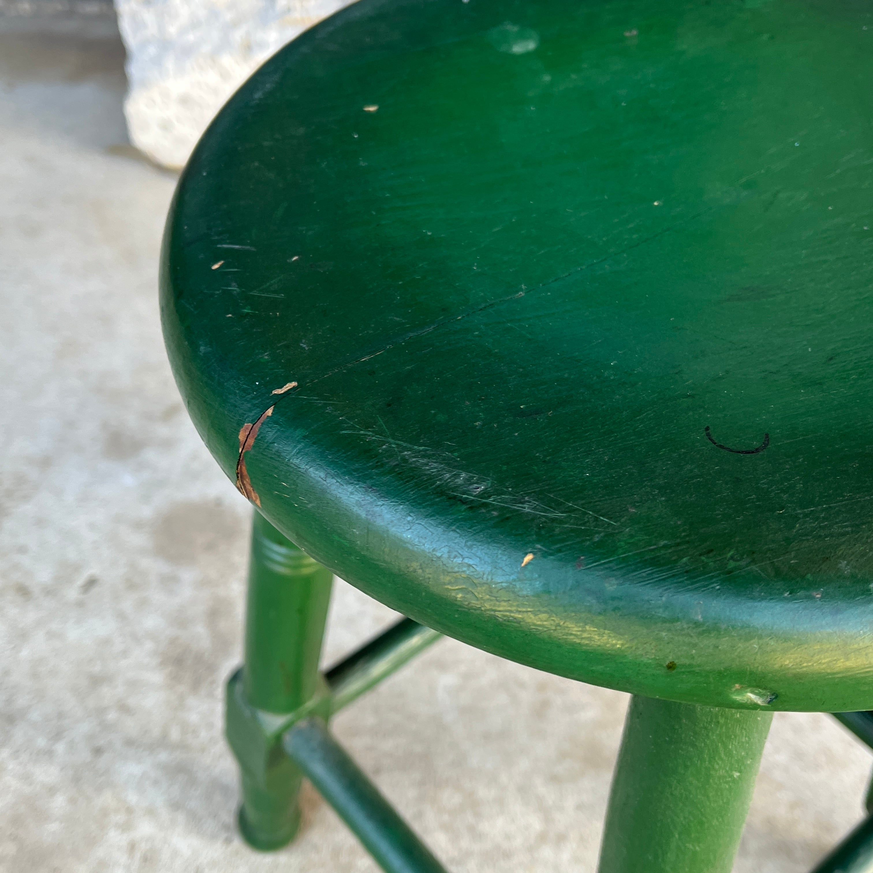 緑色の丸椅子 古家具 昭和レトロ ヴィンテージ   家貨屋