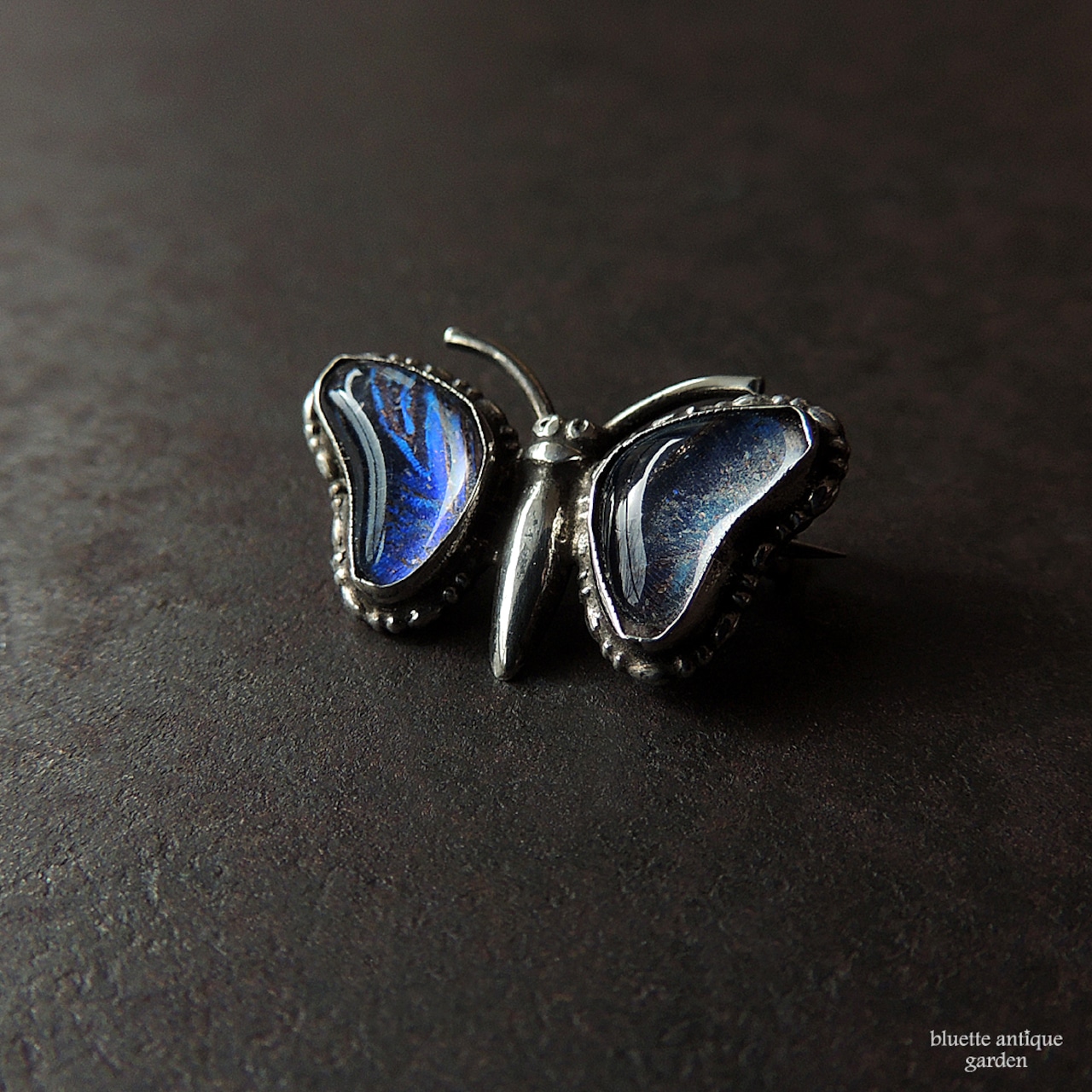 アンティークジュエリー シルバー モルフォ蝶 タイニーブローチ(バタフライタイプ)