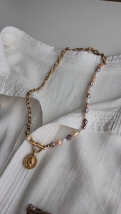 『深海の静寂』『朝焼けの予感』 coin pearl necklace 2本セット ※8月限定color