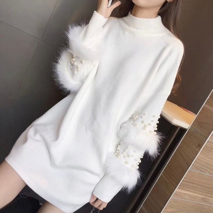 白ハイネックニット ミニワンピース Msg Official