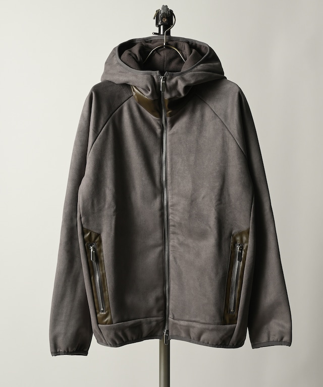 MMMM Backside fleece suede ZIP hoodie (IVO) 24040M22