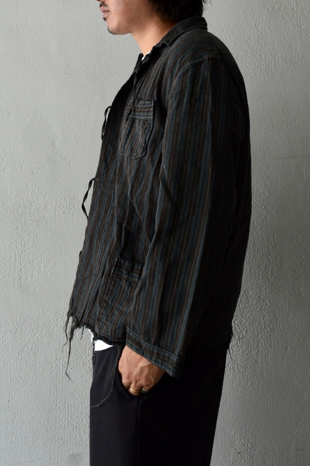 VENTITANK PROJECT Bulgarian Army 1950's-60's Dead Stock Custom Remade & Dyed Sumi Kuro Sleeping Shirt Jacket Type Red Multi 1 ブルガリア軍 スリーピングシャツ ジャケット 50s 黒染め