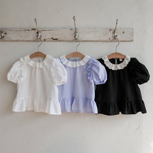 【BABY&KID】韓国風　パフスリーブブラウス