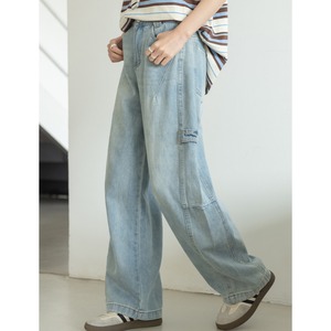 high waist wide leg denim pants