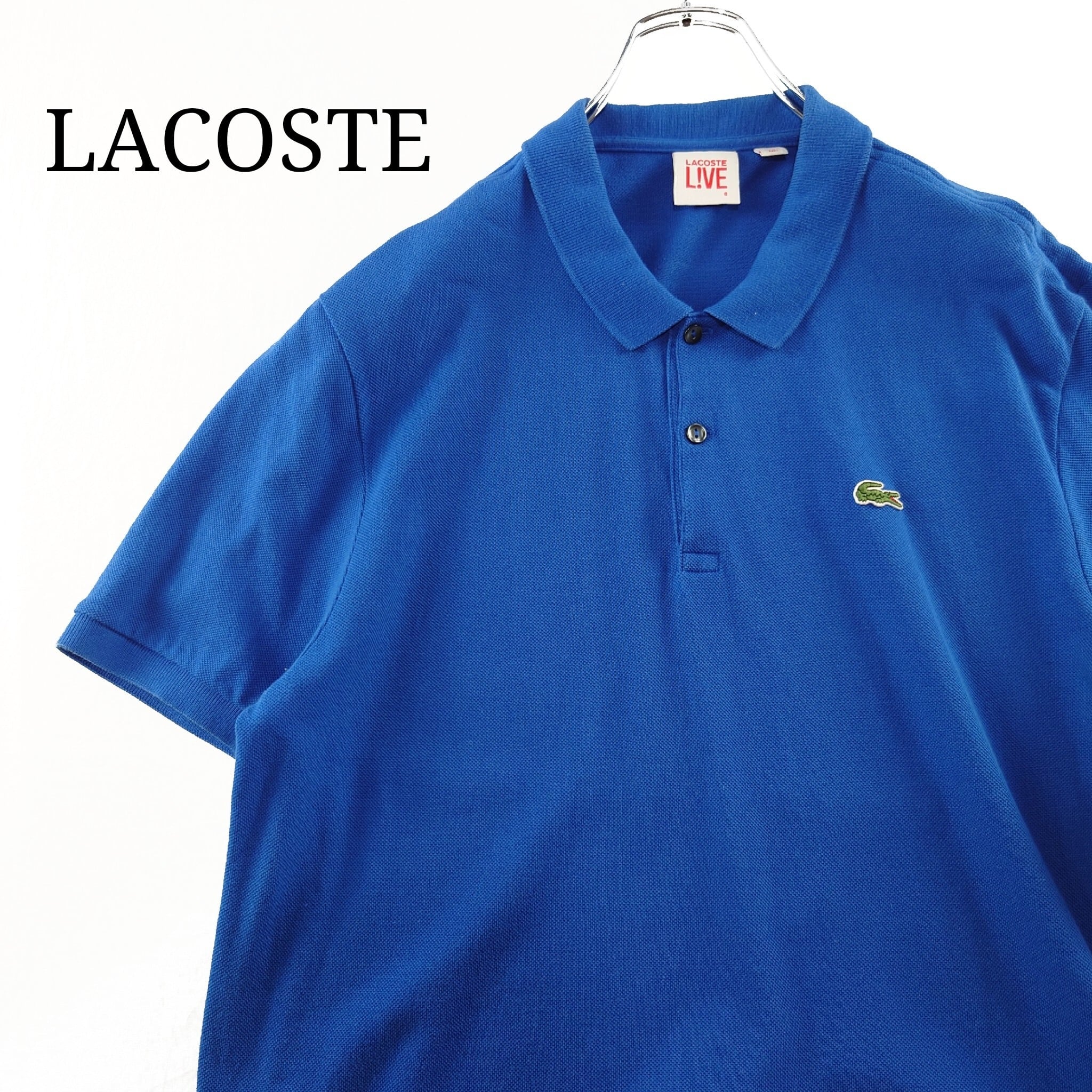 希少サイズ】LACOSTE LIVE ラコステ ポロシャツ 刺繍ロゴ 青 半袖