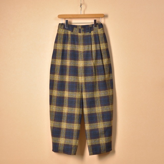 ina イナ　ツィーディーコットン・フロントタックパンツ・ブラウンチェック【送料無料】