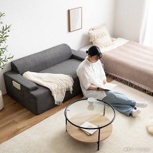 2点セット 2人掛け 圧縮ソファ+オットマン 幅140cm