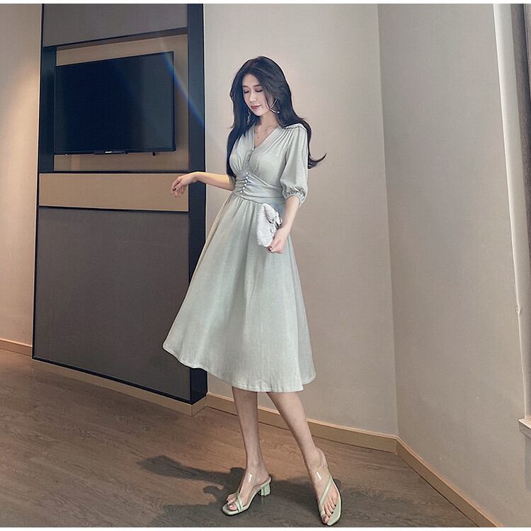 セール大特価、1枚持って損なし!韓国ファッション 半袖 百掛け 中・長セクション Vネック