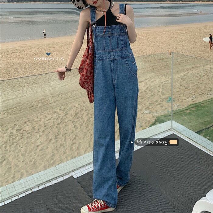 オーバーオール ルーズパンツ ハイウェストサマージーンズ 夏物 モンロー2802183967