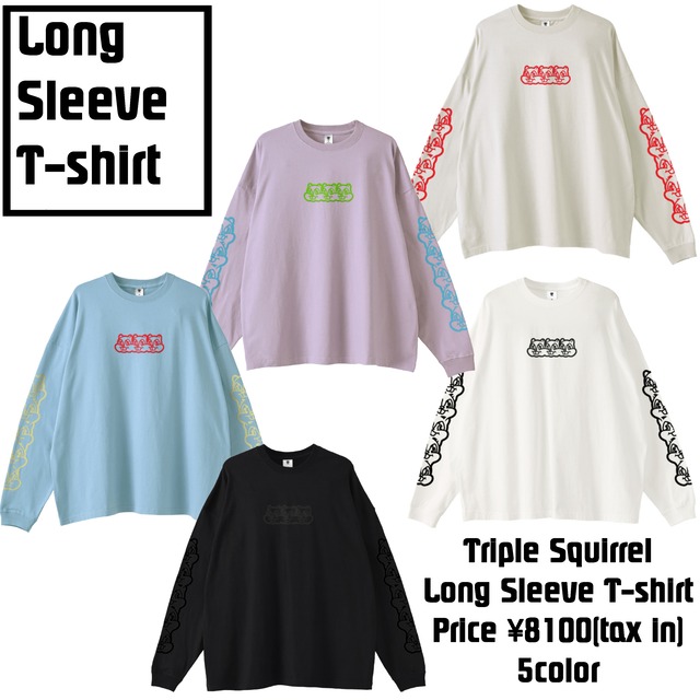 Triple Squirrel Long sleeve T-shirt（トリプル スクワロル ロング スリーブ ティーシャツ)【Black】