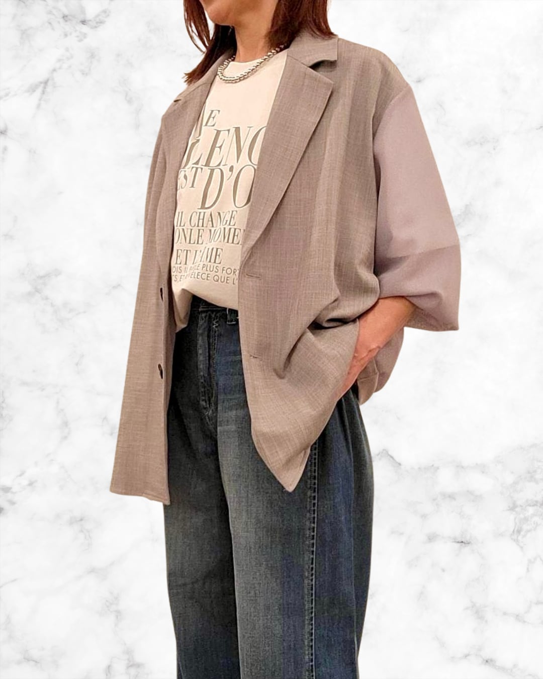 異素材切り替えシャツJK(05グレー) 65236086 AGNOST 6月下旬~7月上旬入荷予定 3月展示会