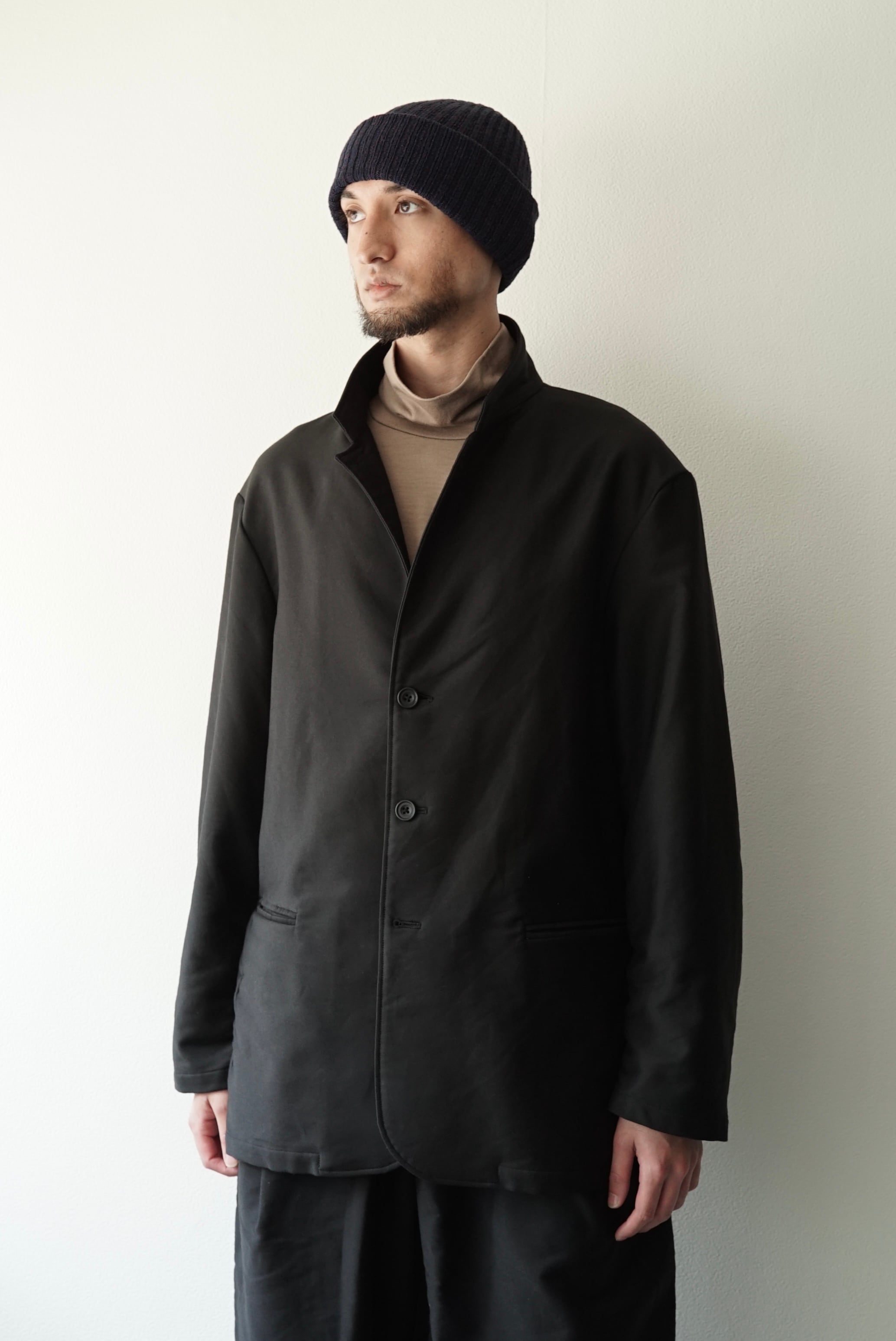 Cotton/Silk Mole Skin / Classic Jacket (Brushed_BLACK) | C O L I N A