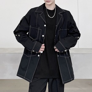 【Men】STITCH LINE TRIMMED WINDBREAKER JACKET COAT 1color Z-135