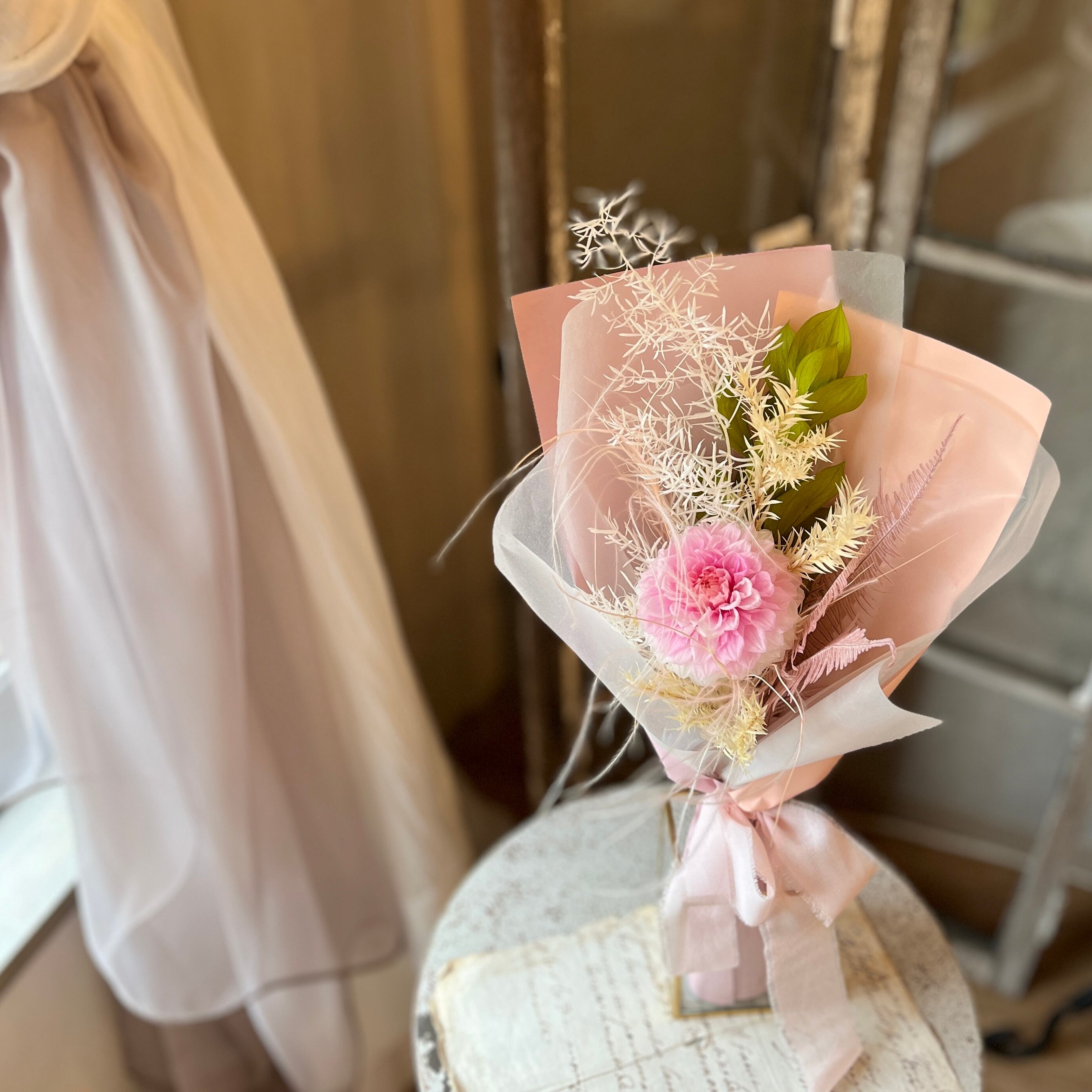 プリザーブドフラワー】花束 bouquet｜ブーケ｜white｜pink