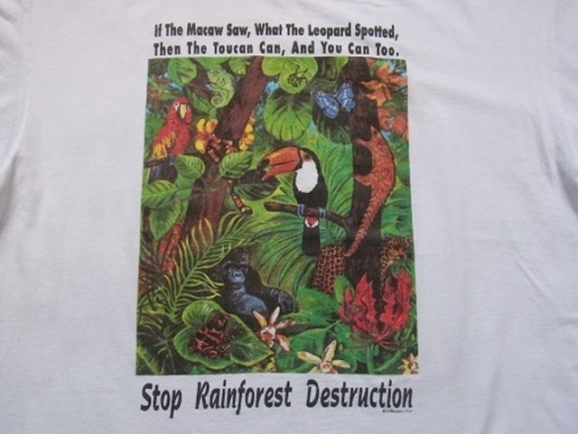 90'S ONEITA Flamingo Pattern Animal T-shirt, Men's XL, Vintage cotton white type Vintage Second Hand