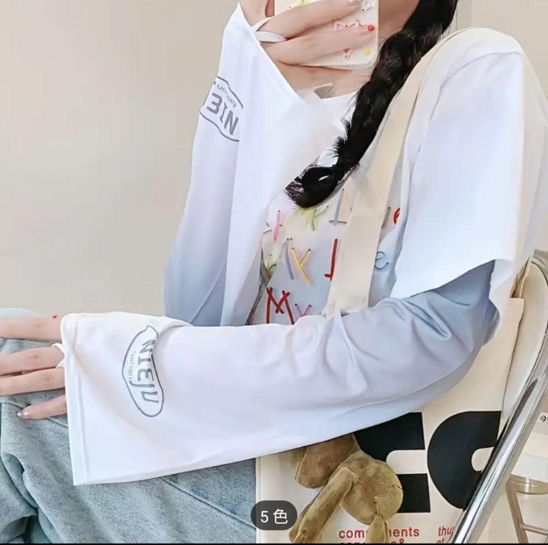 大人気♡アームスリーブ ピンク 白 ホワイト 日焼け UV 紫外線 カット 袖