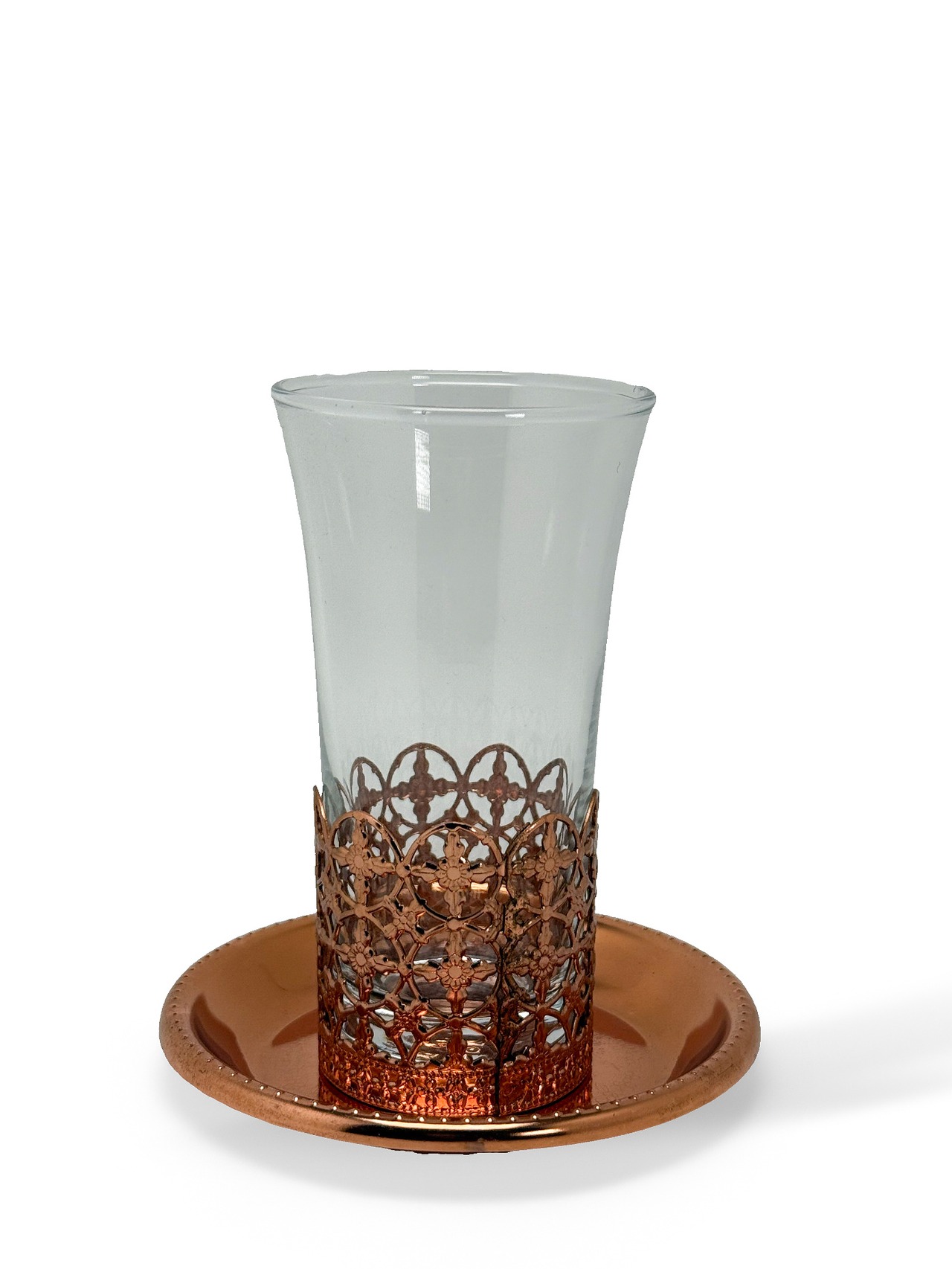 ヴィンテージ雑貨 チャイグラス＆プレート セット（装飾ホルダー付き）