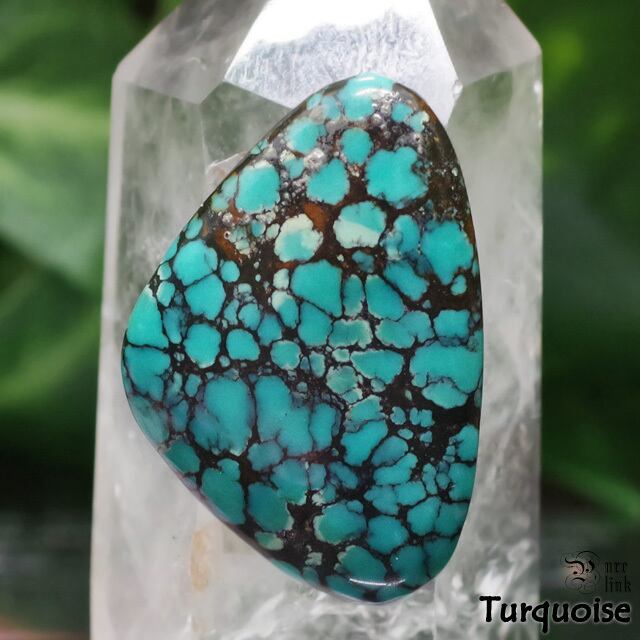 スパイダーウェブ・29mm×19mm『ターコイズ・トルコ石』ルース(マクラメ編み加工可)