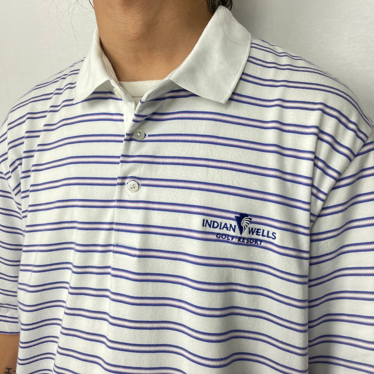 POLO GOLF Ralph Lauren 企業ロゴ刺繍 ボーダー ポロシャツ メンズL