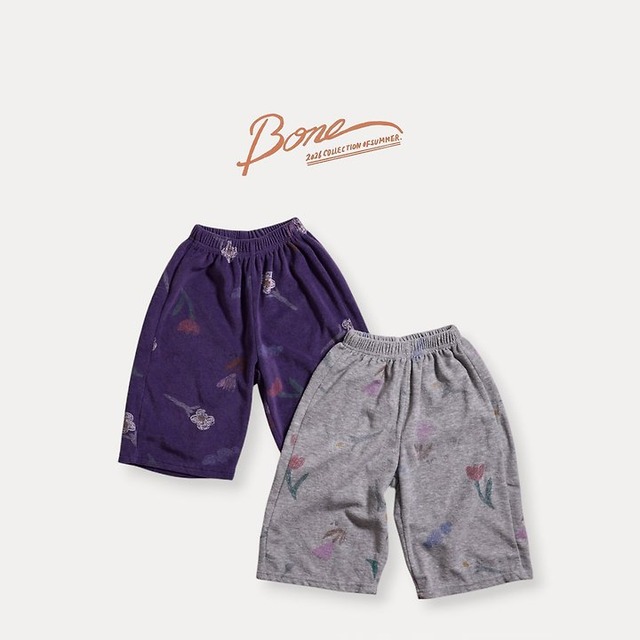 【取寄】boneoune｜cra flower 7-part wide pants｜クレフラワー7分丈ワイドパンツ｜XS-XL｜kids｜26 summer
