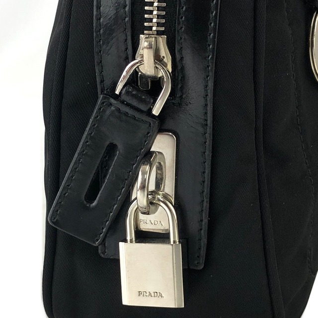 PRADA プラダ  トライアングルロゴ ナイロン ミニボストン フロントポケット ショルダーバッグ ブラック vintage ヴィンテージ オールド hgxatd