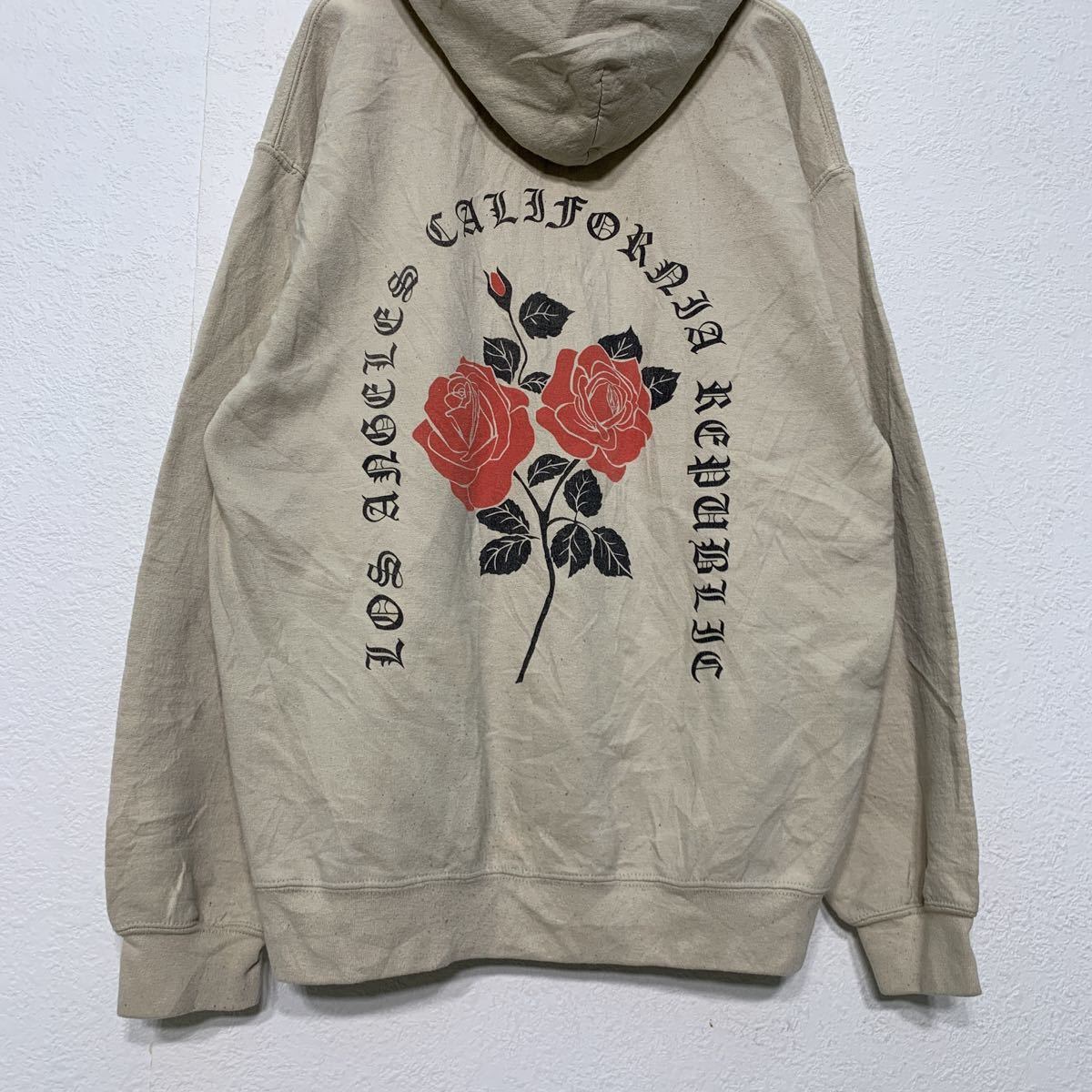 Artist Union スウェット パーカー M ベージュ 薔薇 ローズ オールド  