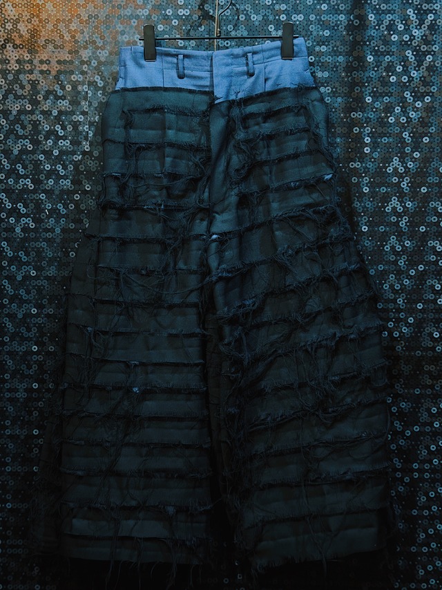【ÆIEM】"再倖築"vintage destroy damage tsugihagi style the border crushed design slacks pants