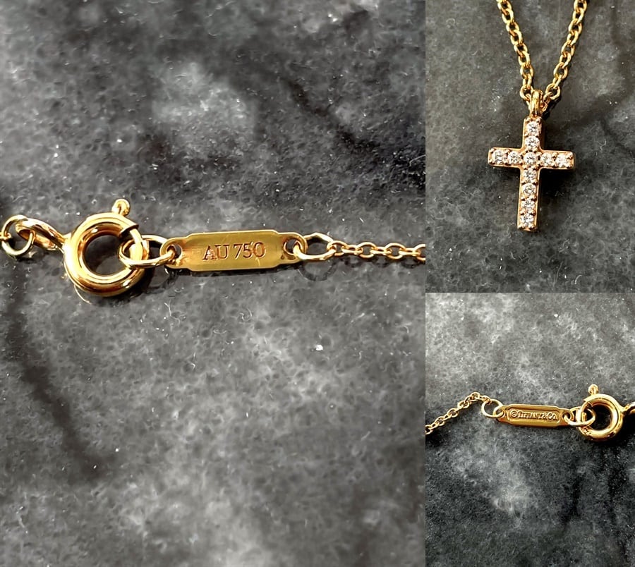 TIFFANY ティファニー K18 750 メトロクロス ミニ パヴェ ダイヤ