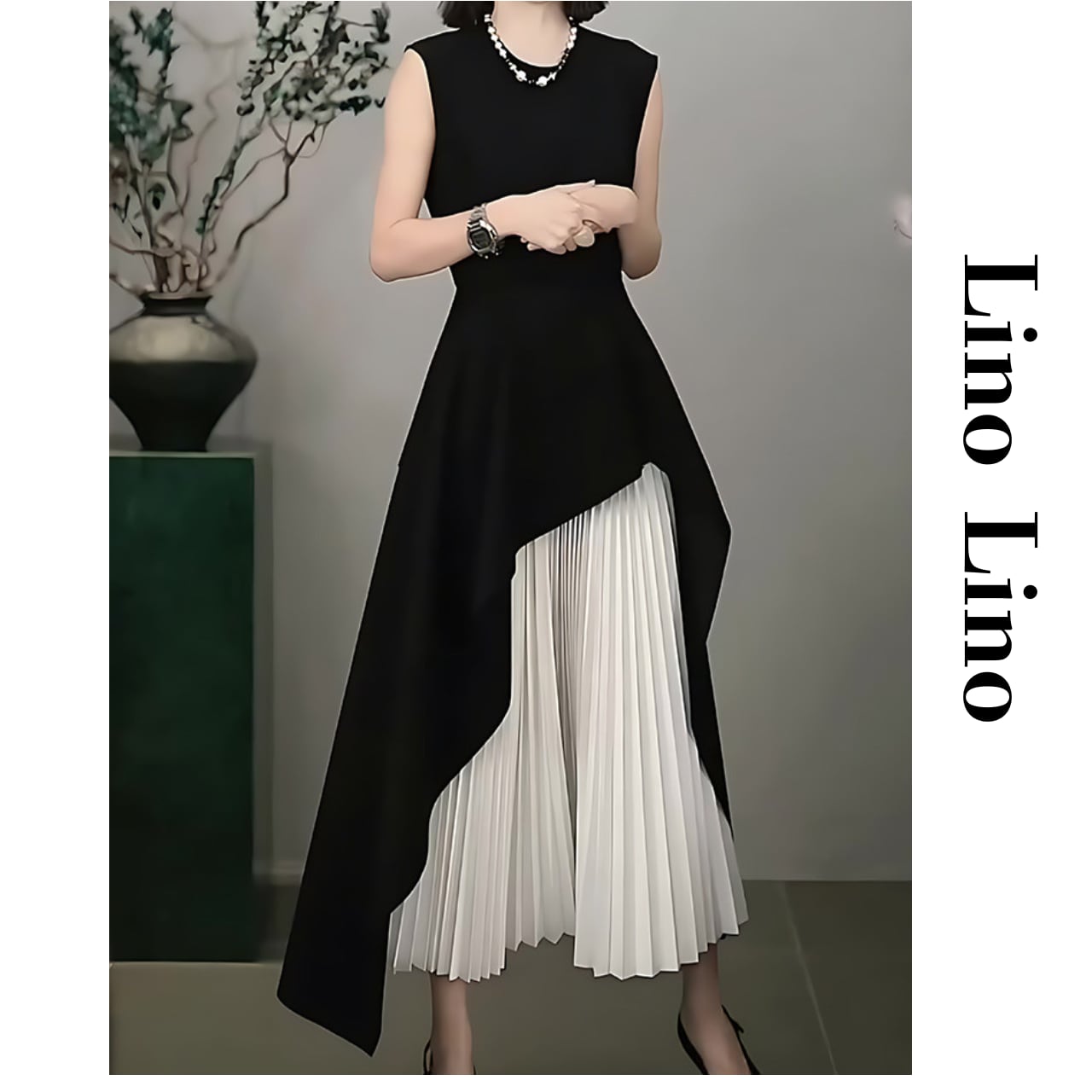 Asymmetrical Midi Sleeveless Onepierce L00894