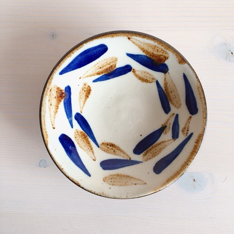 やちむん工房 與那嶺 青×飴色 5寸皿(約15cm)