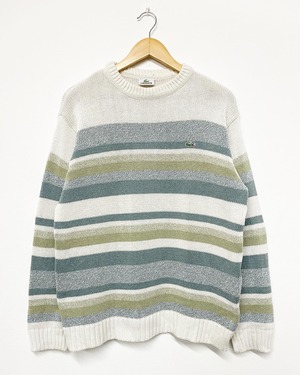 90sLacoste Cotton Acrylic Border Knit Sweater/L