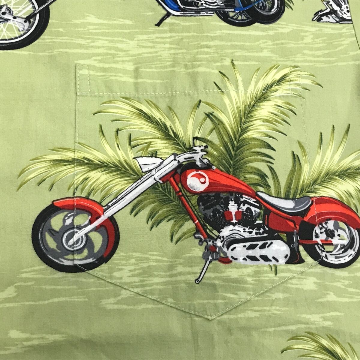 80〜 90年代 USA製 CHOPPER MOTOR CYCLE オートバイ柄 アロハシャツ ...
