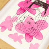< ナガシまモモ > 原画作品(額付き)「LOVE」