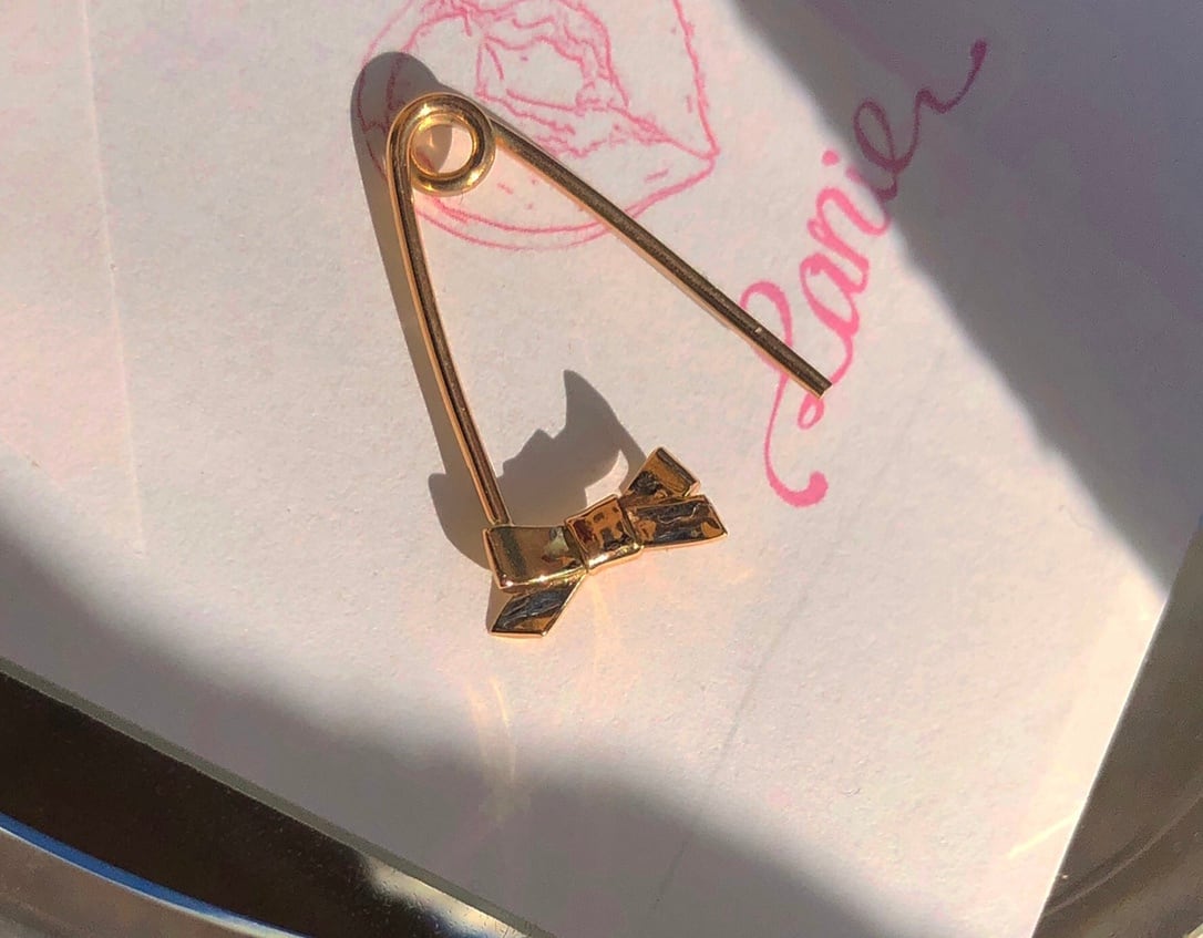 るんぴん ribbon pin earring SILVER925 #1727 16G 18G りぼん安全