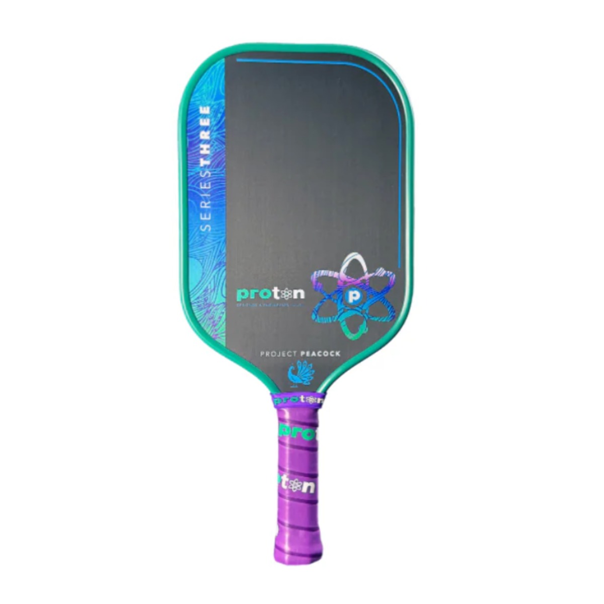 アンジェル　CYAN ピックルボールパドル　新品未使用 PROTON Series Three- Project Peacock Elongated 15mm ピックルボール