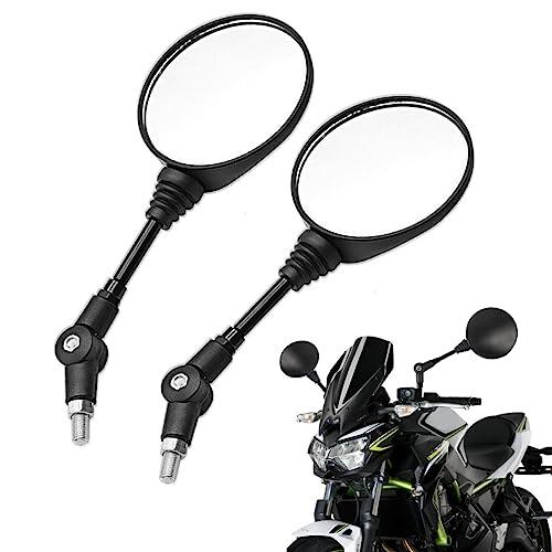 バイクミラー 8MM 10MM 逆/正ネジ 5本付き 可倒式ミラー 円形 丸型